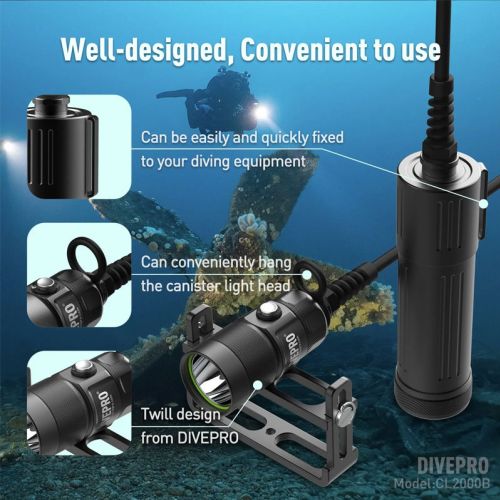 Divepro latarka z kanistrem CL2000B 2000 lumenów ()